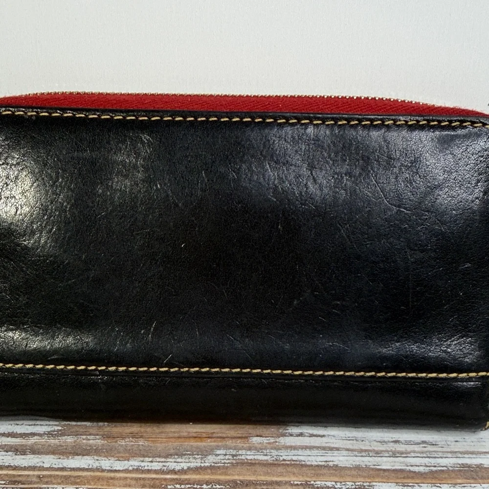 Dooney & Bourke Black Leather Wallet with Red Trim - Picture 8 of 11